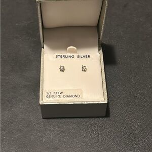 Sterling Silver Diamond Stud Earrings